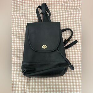 Coach Black Leather Backpack